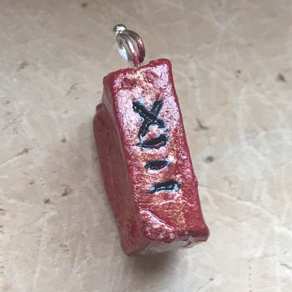 Handmade Red Metallic Vintage Book Pendant - Picture 3 of 4